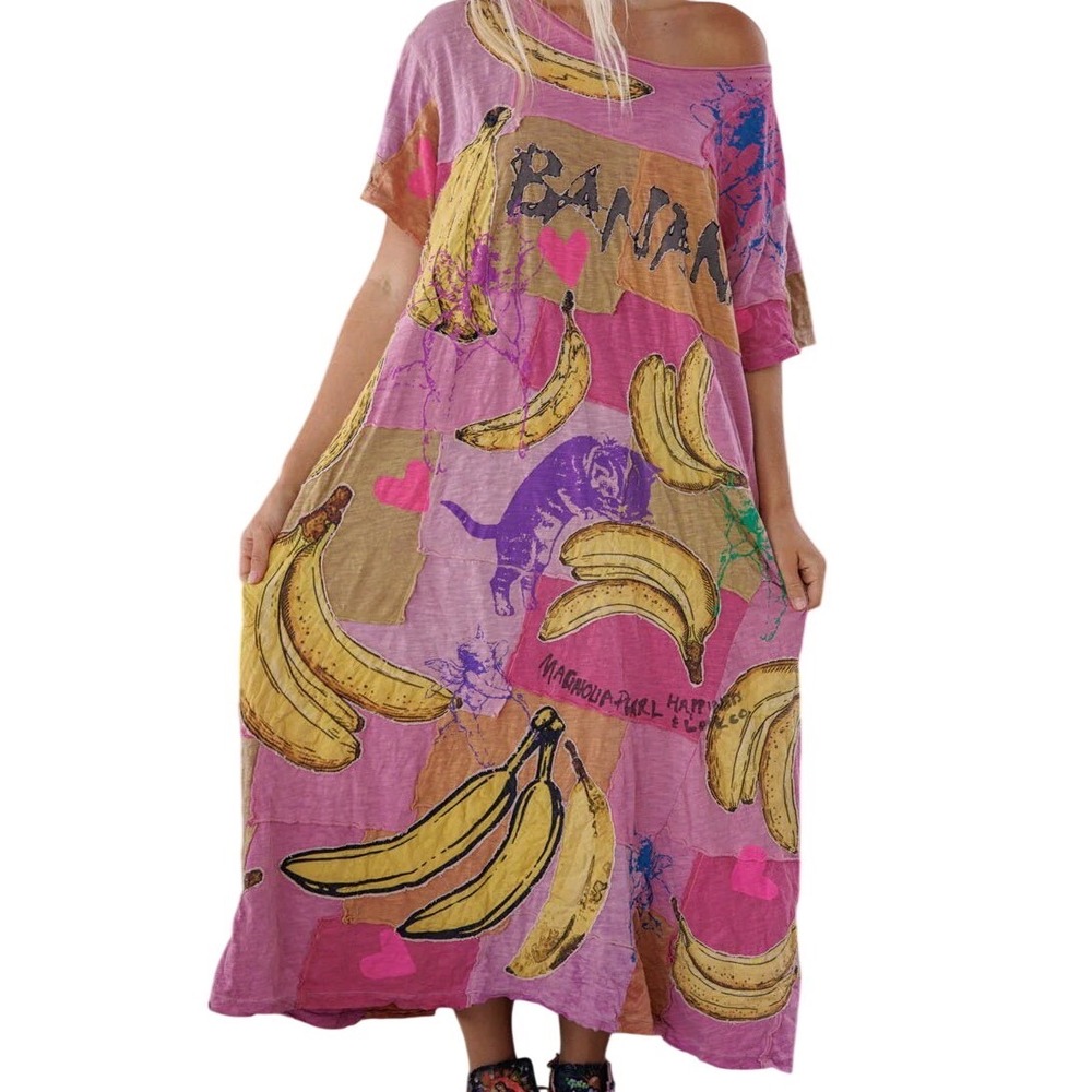 Magnolia Pearl Pink Short Sleeve A Line Dress Bananas Kittens Cherubs NWT OS